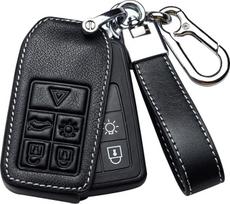 „Ontto“ automobilio raktų dėklas, tinkantis „Volvo“ S60, S80, V60, XC60, XC70, S60L, V40, XC90 modeliams. Nuotolinio valdymo pultas, natūralios karvės odos raktų dėklas, raktų dėklas, raktų dėklas, raktų dėklas su 5 mygtukais, juodos spalvos, B