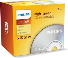 „Philips“ CDRW-80 (12x), 10 vnt. rinkinys, plonas „Jewel“ dėklas