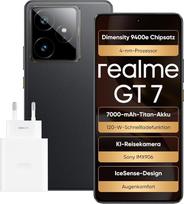 „realme GT 7“ išmanusis telefonas, 12 + 512GB, 6,8 colio AMOLED ekranas, „Dimensity 9400e“ aukščiausios klasės procesorius, 50 MP kamera, 7000 mAh titano baterija, 5G su dviem SIM kortelėmis, spalva „IceSense Black“, į komplektą įeina įkroviklis