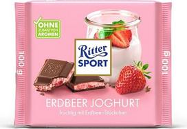 „Ritter Sport“ braškių jogurtas – pieno šokoladas su vaisiniu braškių jogurto kremu, puikiai tinka užkandžiams ir maloniam laikui praleisti, puiki dovana, 12 x 100 g