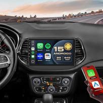 „Roinvou“ 2+64G automobilių radijas su „Android 15“ operacine sistema, 10,1 colio ekranas, skirtas „Jeep Compass“ (2017–2019 m.)