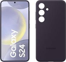 „Samsung Galaxy S24“ AI išmanusis telefonas, 8GB RAM, 128GB atminties, kobaltinė violetinė spalva, tamsiai violetinis silikoninis dėklas