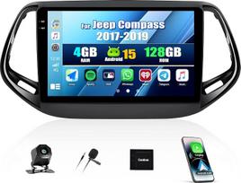 „SIXWIN“ 4+128G „Android 15“ automobilių radijas, skirtas „Jeep Compass“ (2017–2019 m.) modeliams, su belaidžiu „CarPlay“ / „Android Auto“, 10 colių HD „InCell“ jutikliniu ekranu, „Wi-Fi“, GPS, „Bluetooth“, FM/RDS radiju, USB, 32EQ ir atbulinės eigos kame