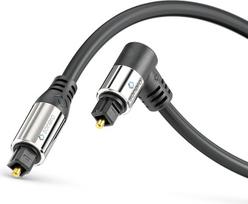 „sonero® Premium“ optinis „Toslink“ kabelis, 5,00 m, auksu padengti kontaktai, 1 x 90° kištukas, pasukamas 360°, juodos spalvos