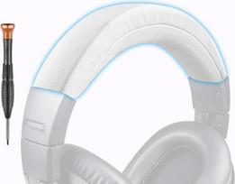 „SOPROM“ baltos spalvos keičiamų ausinių apmušalų rinkinys iš baltymų odos, skirtas „Audio Technica“ ATH M50, M50X, M50XWH, M50XBT, M50XBT2, M50S/LE ausinėms, lengvai montuojamas savarankiškai