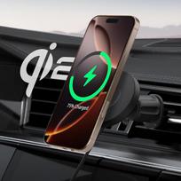 „Spigen OneTap Pro 4 Qi2“ 15 W „MagSafe“ automobilinis laikiklis su „Qi2“ įkrovimo funkcija