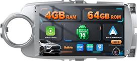 „SXAUTO“ „Android 14“ IPS automobilių radijas, skirtas „Toyota Yaris GRMN“ (2011–2018 m.) - Įdiegta „CarPlay“ / „Android Auto“ funkcija – nemokama atbulinės eigos kamera – 2G + 32G – valdymas nuo vairo, DAB, greitas įkėlimas, „Wi-Fi“, DSP – 2 DIN, 9 colių