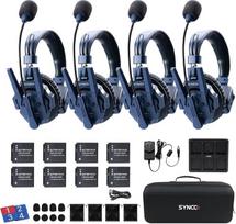 „SYNCO XTALK Master 4“ belaidė interkomo ausinių sistema 4 vartotojams, veikimo nuotolis 500 m / 1640 pėdų, triukšmo slopinimas ENC 2.0, 2,4 GHz dvipusio ryšio interkomo ausinės, programėlė, 15 valandų baterijos veikimo laikas