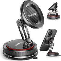 „SYNCWIRE“ magnetinis automobilinis telefono laikiklis, skirtas „MagSafe“ [2 ašių konstrukcija], su „Nano“ lipniu geliu ir siurbtuku, skirtas montuoti ant prietaisų skydelio ir disko, pasukamas 360°, tinka „iPhone 17“, „16“, „15“, „14“, „13“, „12“, „11“ i