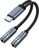„TECHZOCO“ USB-C į 3,5 mm dvigubo išėjimo garso adapteris ausinėms – USB-C skirstytuvas, suderinamas su „iPhone 16“, „iPhone 15“, „iPad“, „MacBook“, „Galaxy S25“, „S24“, „S23“, „S22“ ir „Pixel“