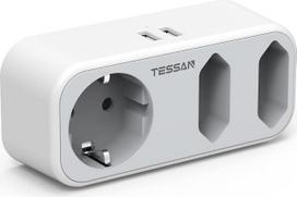 „TESSAN“ kelioninis adapteris: JAV, Amerikos ir Vokietijos kištukas su 2 USB 2,4 A jungtimis, trigubas kištukų adapteris, kelioninis maitinimo adapteris, skirtas Kanadai, Tailandui ir Meksikai, sieninis įkroviklis, įkrovimo stotelės adapteris, JAV