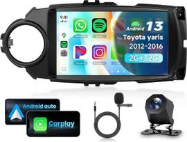 „VECHTEL“ 9 colių „Bluetooth“ automobilių radijas, skirtas „Toyota Yaris GRMN“ (2012–2017 m.), 2G ir 32G, „CarPlay“, „Android Auto“, belaidis ryšys, ekvalaizeris, „Wi-Fi“, GPS navigacija, „Android Cast“, RDS/FM radijas, 2 DIN su AHD atbulinės eigos kamera