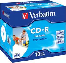 „Verbatim“ 43325 AZO 52x spausdinamieji CD-R – 10 vnt. pakuotėje su „Jewel“ dėklu