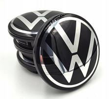 "VW" lieti ratų centriniai dangteliai 65 mm (4 vnt.) - naujas logotipas, ABS/aliuminis
