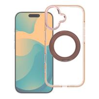Auksinis Frame Circle Stand dėklas iPhone 16 PRO, suderinamas su MagSafe