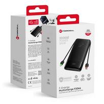 FORCELL F-ENERGY F20K6 Multicharge powerbank with built-in cables Type C and Lightning PD QC3.0 3A 35W 20000 mAh black