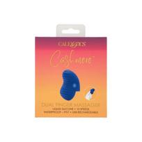 Ant pirštų uždedamas silikoninis masažuoklis 9.5 cm Cashmere Dual Finger Massager, CalExotics, mėlynas, Cashmere Double Finger Vibrator – Blue