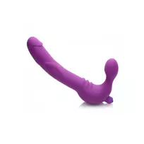 XR Brands Royal Rider vibruojantis strap-on be diržų, silikoninis, juodas, 23 cm