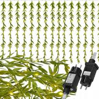 LED lempučių užuolaida Springos Artificial Ruscus Leaves, 5.85 m, šiltai balta sp., 200 LED, Skaidri sp./Žalia sp.