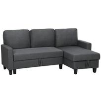 Kampinė sofa-lova su daiktadėže 197x129x85 cm tamsiai pilka/juoda