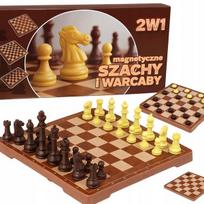 Magnetinės šachmatų ir damų lenta 2in1, kelioninė