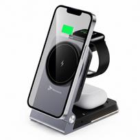 charger PowerNeed Reagle charger Wireless Qi2 15W 3w1, Magnetyczna Składana Stacja Do iPhone, Apple Watch, AirPods, Samsung Galaxy, USB-C, Lampka Nocna | 5905367699698 | 5905367699698