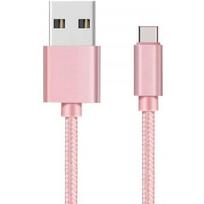 USB-C Laidas - PHONILLICO - Pintas Nailonas - 1 Metras - Suderinamas su XIAOMI - Rožinė Spalva
