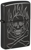 Žiebtuvėlis Zippo 46930 Armor® Flaming Skull Design, juoda sp.