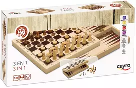 Cayro medinis rinkinys 3 in 1: šachmatai, šaškės ir nardai