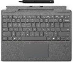Microsoft Surface Pro klaviatūra su Slim Pen 2, jutiklinis kilimėlis, Microsoft, platininė, Alcantara, doko, Microsoft dangtelio prievadas