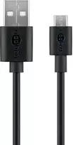 Goobay 38660, 2 m, USB A, Micro-USB B, USB 2.0, juodas