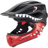 Rockbros TT-32005 Vaikų dviračio šalmas „Ryklys“ su nuimama žandikaulio apsauga, dydis M (54–58) – Juodas