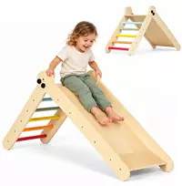 Medinė žaidimų aikštelė vaikams, Montessori laipiojimo rinkinys su kopėčiomis ir rampa HENRY ECOTOYS