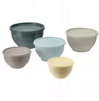 Ikea Komplekt 5 dubenėlių su dangteliais, įvairių spalvų