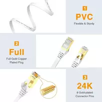 Cat7 tinklo kabelis 15 m ethernet gigabitinis lan kabelis 10gbps 600 mhz interneto patch kabelis tinklams, komutatoriams, maršrutizatoriams, modemams, pc, baltas