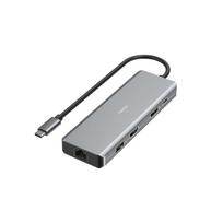 Hama CONNECT2Media, USB-C Hub, 9 lizdai, 100 W, pilkas - Nešiojamojo kompiuterio šakotuvas