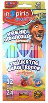 Dvipusės pastelinių spalvų kreidelės, 12 vnt. (24 spalvos)