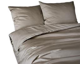 Satininė patalynė, vienspalvis medvilninis satinas su elegantišku apvadu 160x200 Taupe