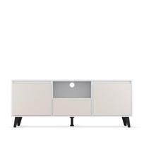 TV staliukas Mebelbos Borg 2d1s, 139,8x38,9x55 cm, baltas/smėlio spalvos