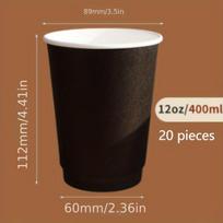 Popieriniai puodeliai, 340 ml, 400 ml juodas puodelis 20 vnt