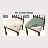 Kėdės užvalkalas, 1# Beige*3 + 7# Matcha Green*3