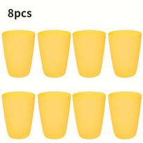 plastikiniai puodeliai, 8 vnt,  Plastikas sutirštintas-8vnt geltonas