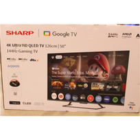 SALE OUT. Sharp 50HR7265E 50" (126cm) QLED 144Hz 4K Ultra HD Google TV, Dolby Vision, Dolby Atmos, Central Stand | SALE OUT. Sharp 50HR7265E | 50 | Smart TV | Google TV | Black | DAMAGED PACKAGING, SCRATCHED ON THE SCREEN