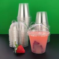 Plastikiniai puodeliai, 50 vnt, 10oz/300ml + rutulinis dangtelis