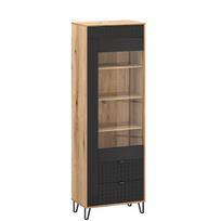 Vitrina Mebelbos Bellano 1w2s, 68,1x40x200 cm, ruda/juoda