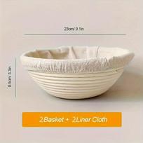 raugintos tešlos krepšelių rinkinys, Apvalus duonos fermentacijos krepšelis 23cm*2vnt+2 šluostės