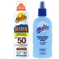 „Malibu“ Pieno Losjonas Vaikams Spf50 175 Ml + Losjonas Po Deginimosi Purškiklis 200 Ml