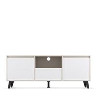TV staliukas Mebelbos Borg 2d1s, 139,8x38,9x55 cm, baltas/smėlio spalvos