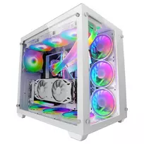 Mars Gaming MCV3 White Custom XXL E-ATX korpusas su dviem grūdinto stiklo langais, dviejų kamerų moduliniu rėmu