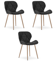 Kėdė MANGO iš dirbtinės odos, juoda, 76,5 × 46 × 53 cm, 3 vnt.